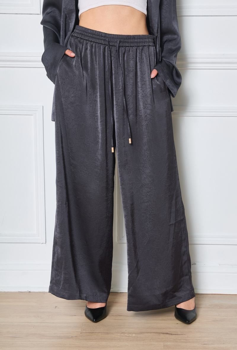 Pantalon ample et fluide gris - Satiné