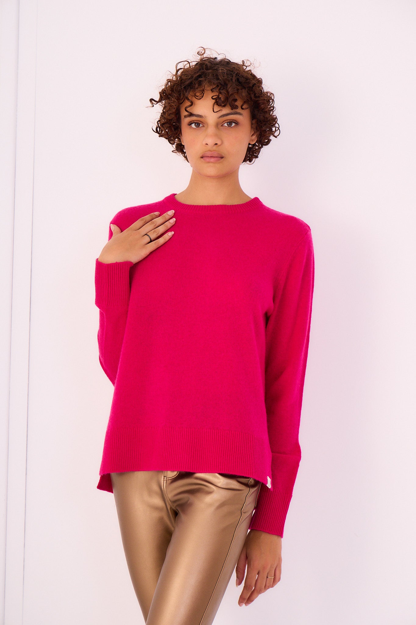 Pull over col rond maille fine Cachemire - Orice