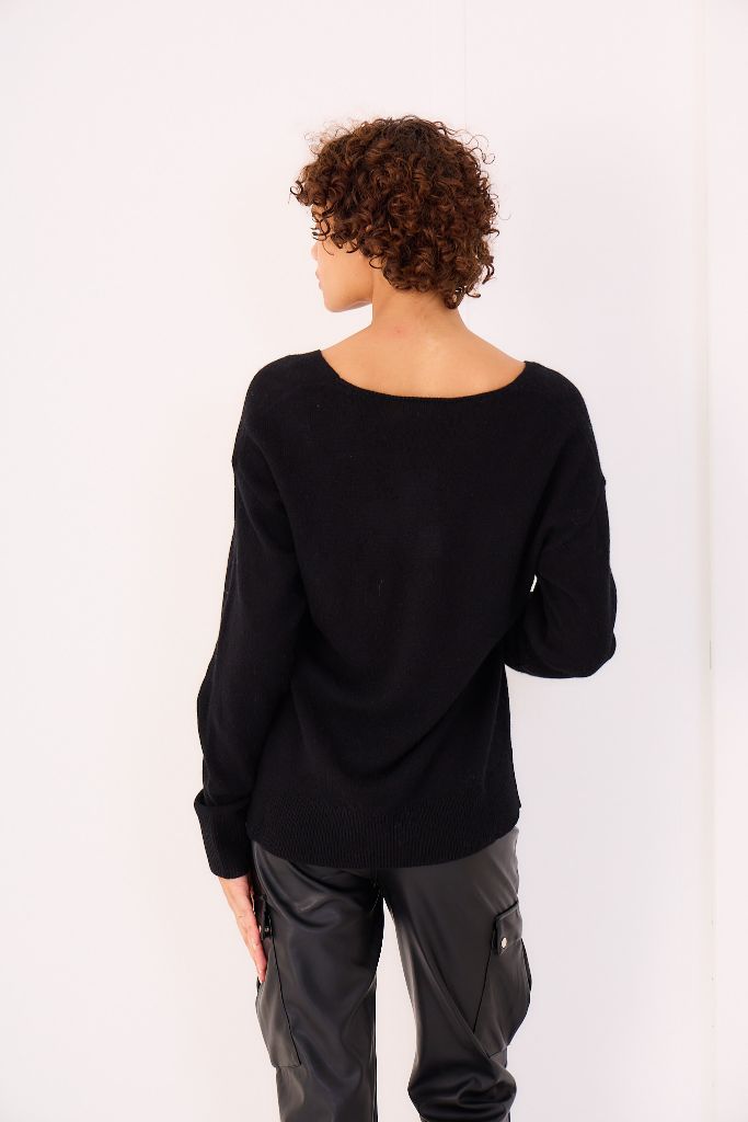 PULL CACHEMIRE COL V NOIR - Nicolas Olano Boutique